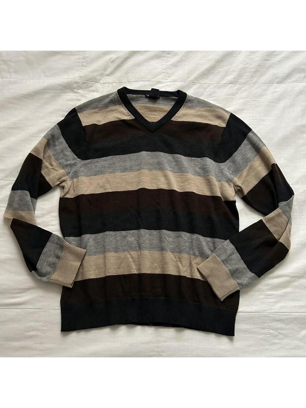 Vintage Gap Brown Striped Merino Wool Sweater Size L